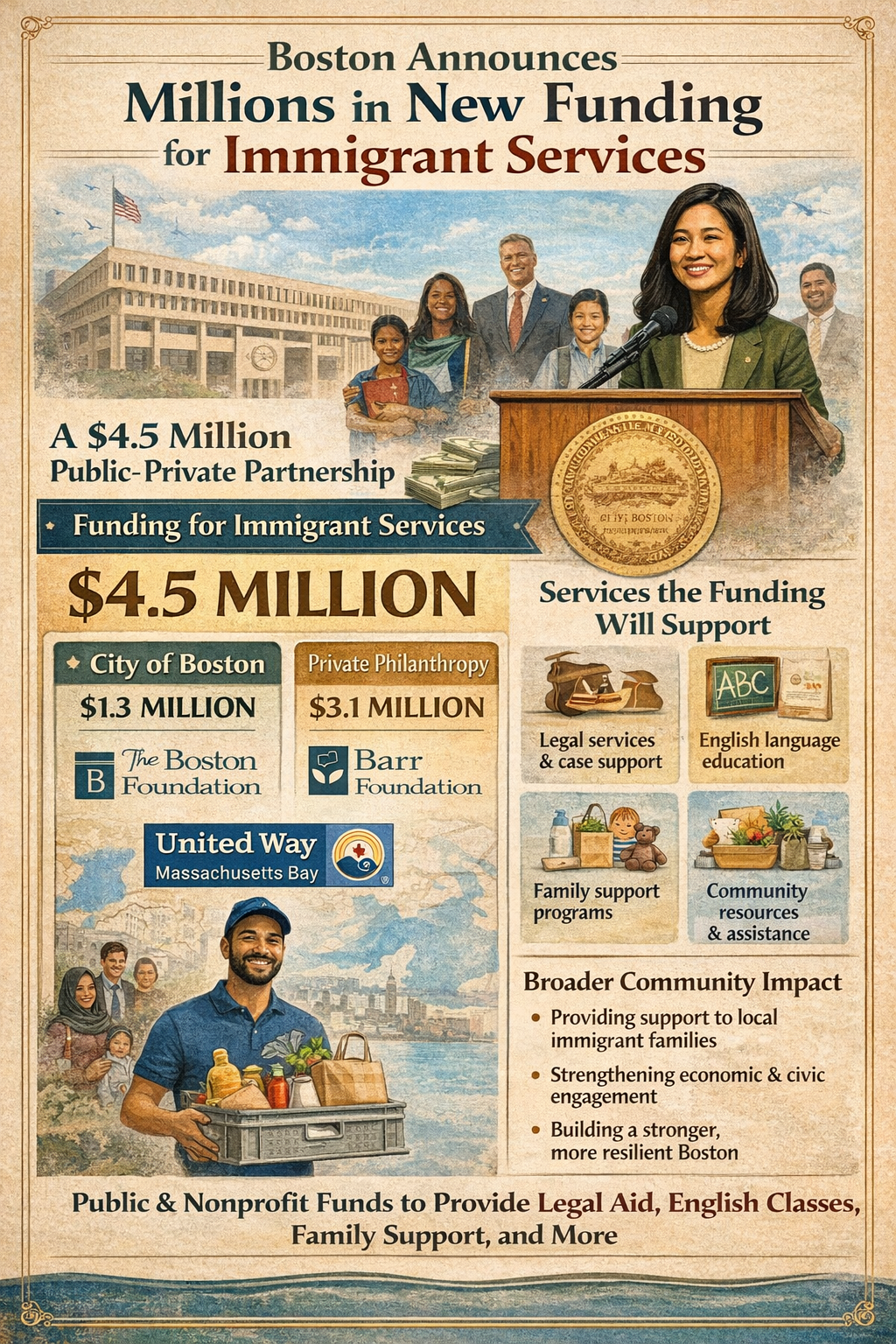 Boston Announces Millions in New Funding for Immigrant Services